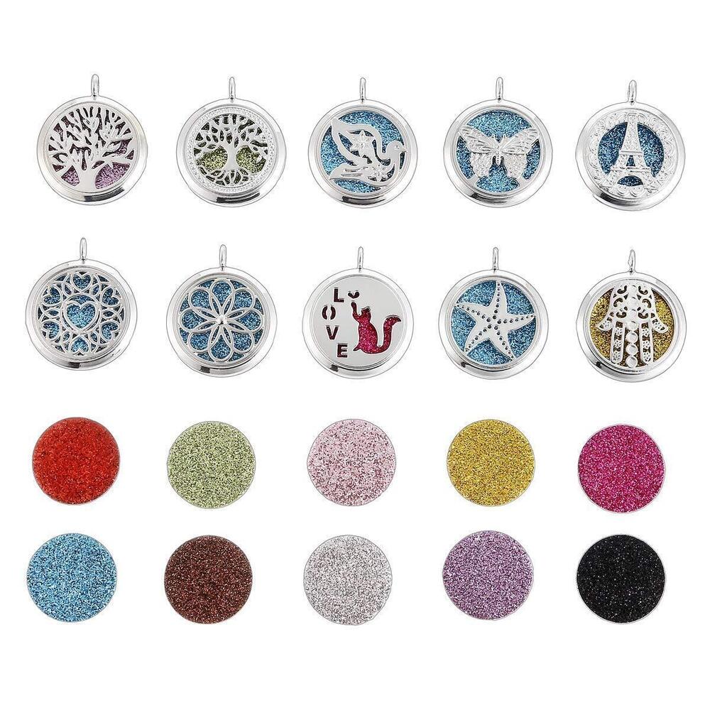 1394 10pcs Mixed Tree of Life Butterfly Aroma Diffuser Charms Stainless